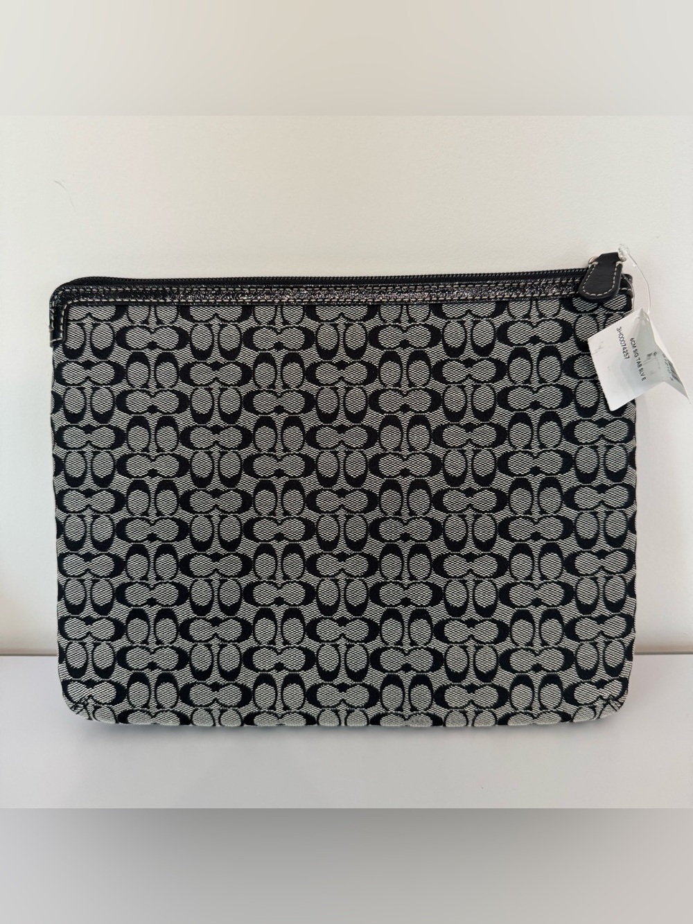 COACH 64899E Signature Tablet iPad Sleeve Case NWT Black Zip Bag 10.5” X 8.25”